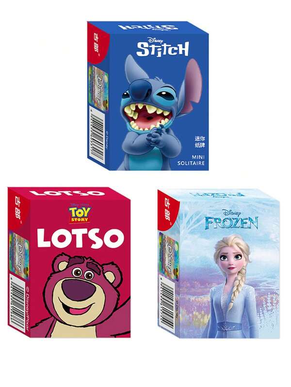54pcs Cartoon Anime Theme Stitch Image Mini Playing Cards Games Anime Figure Stitch Frozen Image Board Games Party Card Game Mini Paper Poke