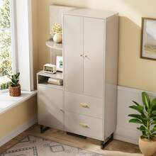 Clothing & Closet Storage Set - Beige+Cream + MDF - View 7