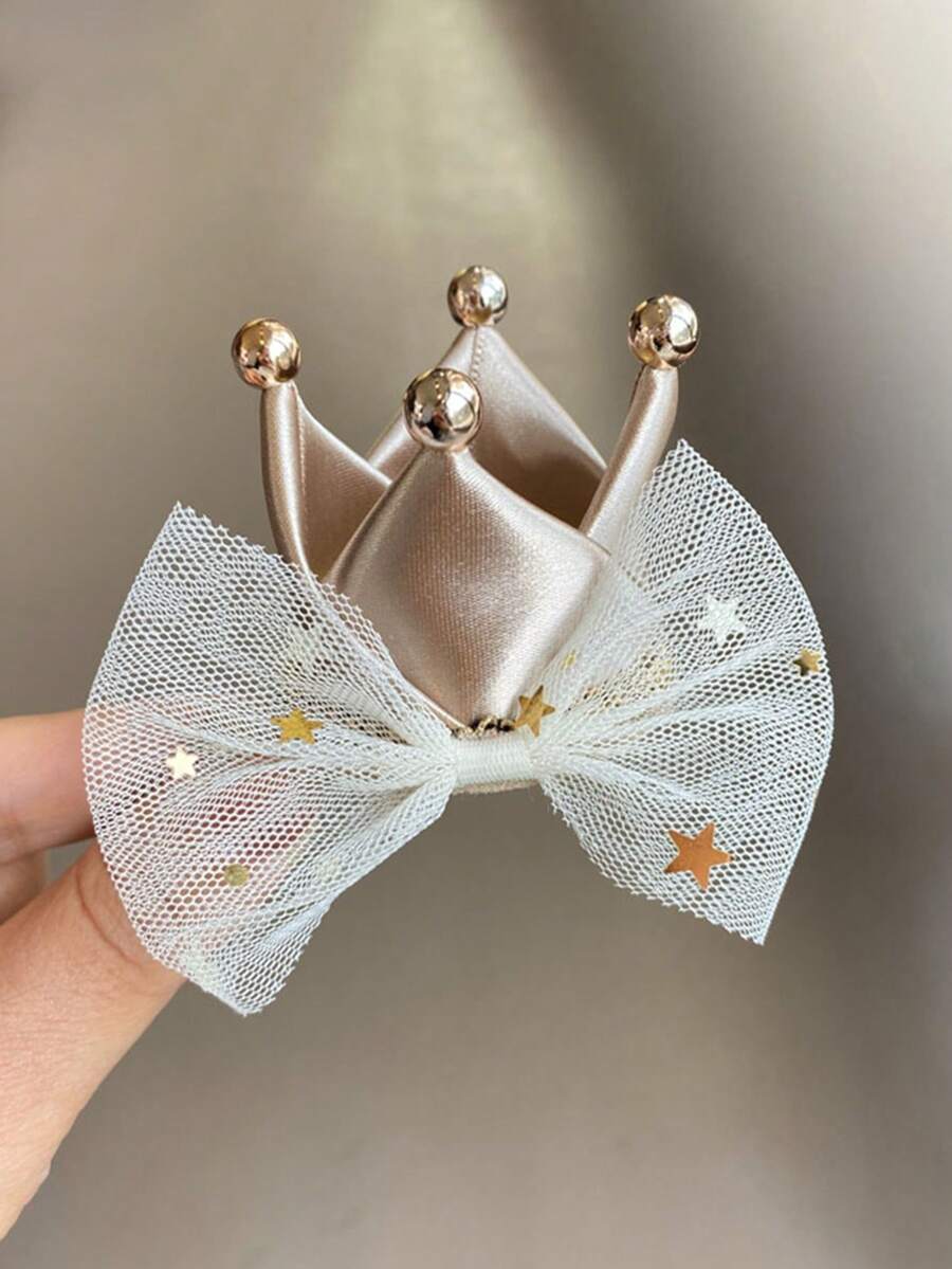 1個粉紅色女孩髮夾，皇冠女孩髮飾，生日派對配件，拍照造型女孩頭飾髮夾髮飾