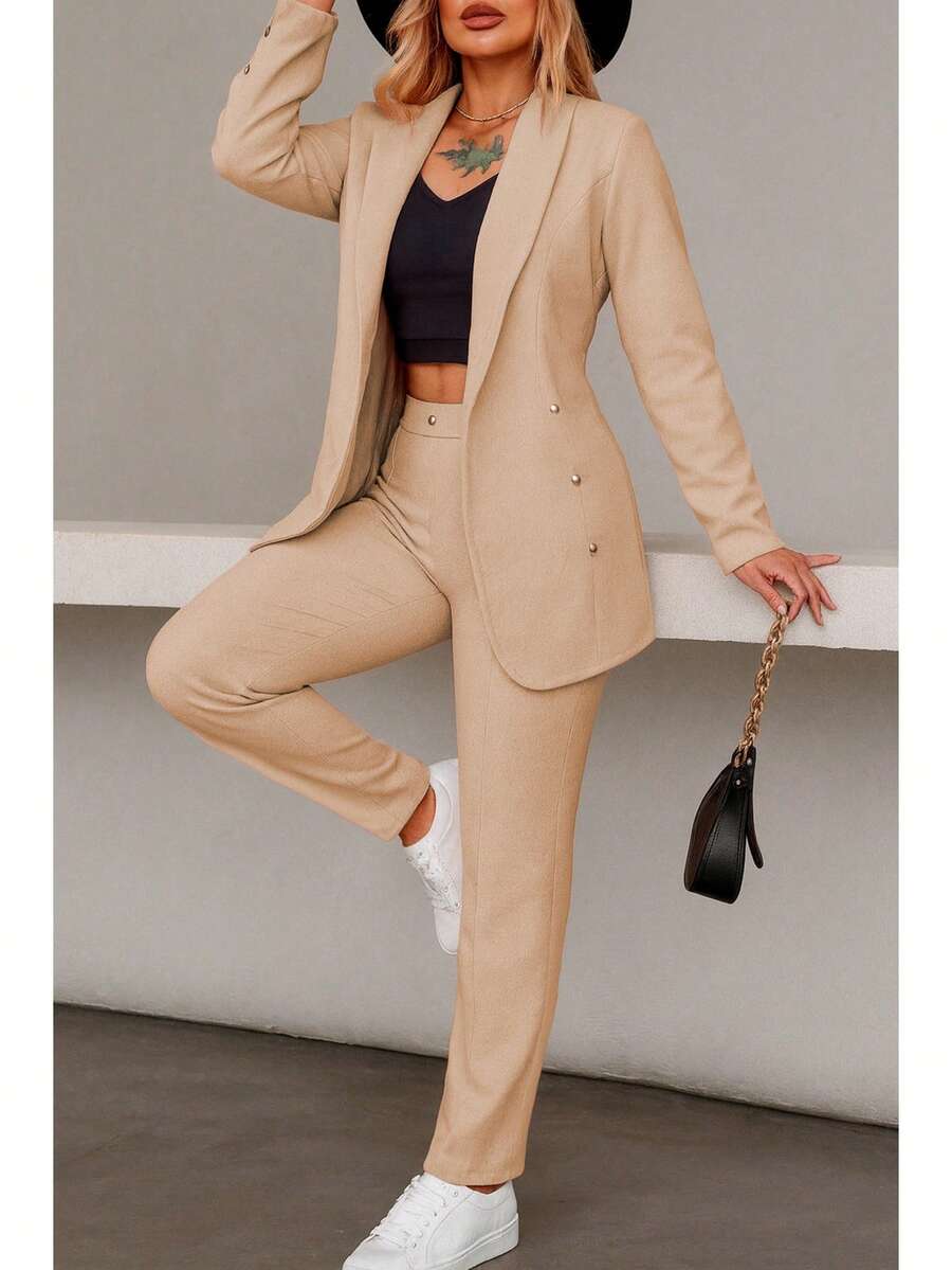 Women Suit Sets - Beige - View 1