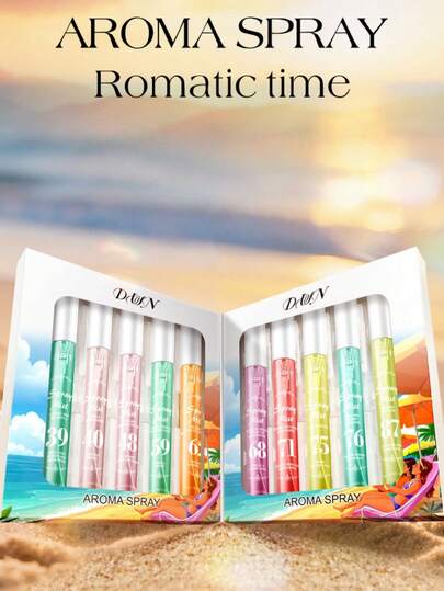 1PC/10PCS10ml Hot Selling Brazil Digital Fragrance Spray, Digital Spray Gift Box, Beach Digital Perfume Spray Set, Comes With 5 Different Scents: Long-Term, Natural, Fresh, Charming, Portable Air Fresh Fresh Spray For Party, Brazil Perfume Spray Kit, Limited Edition And Indoor And Indoor Aromatherapy, Indoor And Outdoor Treatment