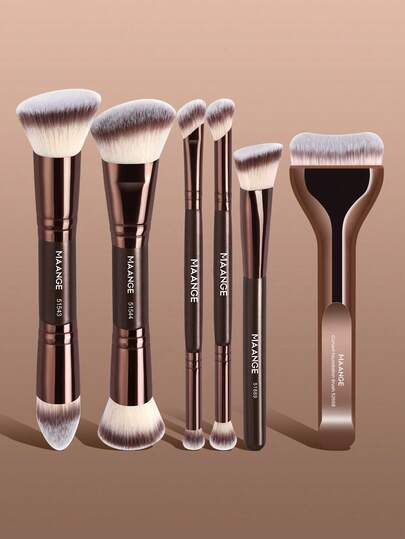 MAANGE 4/5/6/8/16/17pcs Aluminum Professional Makeup Brush Set, Includes Soft Synthetic Makeup Brushes For Foundation, Powder, Blush, Concealer, Contour, Nose Shadow, Eyeshadow, Eyeliner, Eyebrow, Detail, Face, Highlighter, Great Gift For Women And Girls, Makeup Accessories,Giveaways,Professional Makeup Brushes,Complete Makeup Set