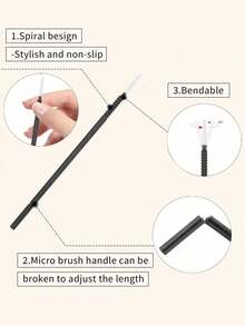1000/500/100pcs Disposable Eyelash Brushes, Eyelash Extension Cleaning Brushes, Disposable Eyelash Applicator Wands, Soft Flocked Eyelash Care Cotton Swabs, Disposable Daily Cleaning Swabs, Suitable For Eyelash Extension, Eyelash Cleaning, Glue Residue Removal, Makeup Use, Mascara Removal And Eyebrow Grooming, Professional Eyelash Extension Cleaning Tools, Essential Makeup Tools For Home/Salon Use - Black - View 4