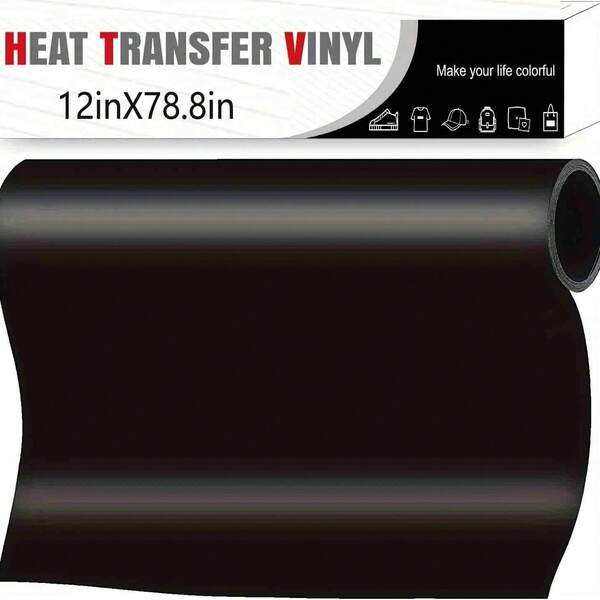 1 Roll Flex Heat Transfer Vinyl, 12 X78.8 Inch Roll, Easy To Cut & Iron On Heat Transfer Vinyl DIY Heat Press Design For T-Shirts