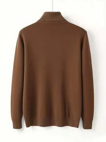 GRDR Men's Turtleneck Long Sleeve Knit Sweater, Versatile For Daily Wear - Brown - View 4