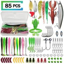 411/241/196/137/85pcs Multi-Functional Fishing Lure Set, Includes Storage Box, Soft Lures, Spoon Lures, Fish Hooks, Hard Lures And Other Fishing Accessories, Made Of Durable PVC And Stainless Steel, Suitable For Freshwater And Saltwater, All Seasons