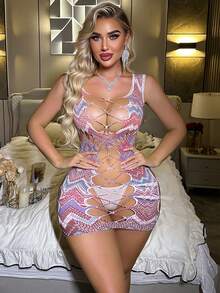 撕开式女士性感网纱内衣 - 彩色 - 查看 2