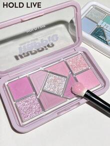HOLD LIVE 迷你粉框9色眼影盘，玻璃糖纸珍珠，哑光腮红，性感蓝色眼影 - H03 - 查看 2