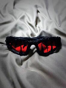 1pcY2K Wrapped Avant-Garde Dark Variation Handmade Fashion Glasses Avant-Garde Punk Style Men's Fashion Glasses Handmade Drip Glue Wrapped Style Glasses