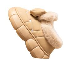 おしゃれなリボン付きの新しい女性の秋冬用コットンシューズ、厚底、滑り止め、防水、ベルベットの暖かいコットンシューズ - ブラウン - チェックする 3