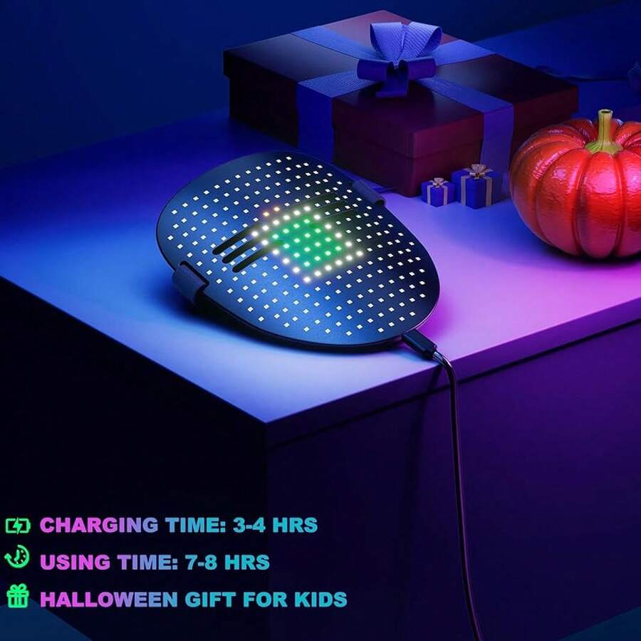 áscara LED para niños y adultos,áscara de regalo LED de Halloween con sensor de gestos, 50 opciones de cara - Recargable-básico - Ver 1