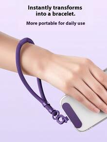 可调节防丢防摔手机挂绳，新款智能手机腕带吊坠配件，防盗编织手机链，高档手机装饰，紫/黑，耐用，适合户外运动、跑步、背娃，生日礼物送给家人朋友，母亲节礼物 - 多色-短款 - 查看 5