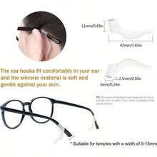 5 Pairs Premium Silicone Eyeglass Anti-Slip Covers, Non-Slip Ear Hooks, Anti-Drop Frames, Unisex Design, Fits All Glasses, Comfortable & Skin-Friendly - Black 5-pair Pack - View 2