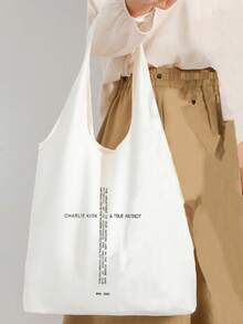 1 Pc Freedom   Pattern Tote Bag Literature Shoulder Bag Illustration Girl Book Bag Travel Harajuku Handbag Gift For Her, Travel Gift For Man Woman Christian Merch Jesus Christian Gift