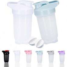 2-Pack 300ml Protein Shaker Bottles With Stainless Steel Mixing Ball, Leakproof Gym & Travel Water Bottle For Protein Shakes, Smoothies & Coffee, Easy-Clean Design With Carry Loop, Durable & Odor-Resistant, Perfect For Fitness Enthusiasts & Active Lifestyles - 04-白色+藍色 - 查看 1