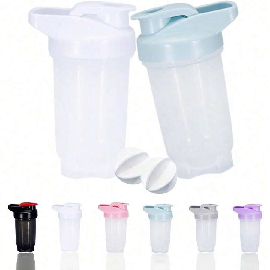 2-Pack 300ml Protein Shaker Bottles With Stainless Steel Mixing Ball, Leakproof Gym & Travel Water Bottle For Protein Shakes, Smoothies & Coffee, Easy-Clean Design With Carry Loop, Durable & Odor-Resistant, Perfect For Fitness Enthusiasts & Active Lifestyles - 04-白色+藍色 - 查看 1