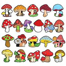 21Pcs Colorful Mushroom Series Shoe Charms For Clogs Shoe DIY Decoration Premium Quality Popular Charms Accessories Bubble Slides Sandals, PVC Shoe Decorations Beach Bag Accessories Great Gift For Teens Men Women And Adults