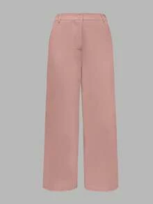 ANCHOSE Plus Size Women High Waist Pocket Design Flare Pants, Casual Loose Fit, Early Autumn