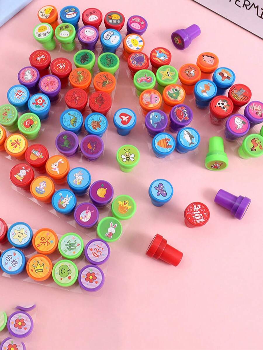 10pcs Mixed Cartoon Stamp Toys, Random Pattern Bulk Wholesale
