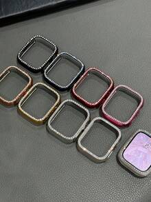 Funda protectora con cristales y diamantes de imitación para hombres y mujeres, 1 pieza de carcasa dura de PC ultra hueca compatible con Apple Watch de 40/41/42/44/45/46/49mm, para Apple Watch Series Ultra/SE/11/10/9/8/7/6/5/4, accesorios de carcasa de reloj inteligente, color dorado