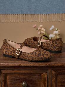 Women's Fashion Square Toe Leopard Print Slip-On Flats, Versatile Office/Casual Wear, Outdoor Activities, High-Quality Aesthetic, Mary Jane Shoes, Ballet Flats, Suitable For Party, Wedding, All Seasons - Leopard - View 6