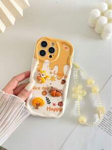 松鼠彩绘可爱卡通手工贴纸配饰彩绘星星手链奶油波浪简约防震加厚手机保护壳 - 彩色 - 查看 6