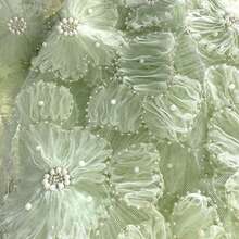 3D Floral Pearl Sequin Embroidered Fabric - Luxurious Shining Handmade Material, Suitable For Dresses And Shirts, Exquisite Design Integrates Delicate Craftsmanship, Elegant Texture Shows Fully, Exclusive Designer Customization, Multiple Colors Available For Matching Different Styles, Fashionable Accessories Versatile, Superior Craftsmanship Ensures Quality, Complex Embroidery Highlights Details