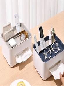 1 pièce Boîte à mouchoirs multifonctionnelle avec télécommande - Élégante et mode, idéale pour ranger vos mouchoirs de bureau.