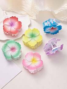 1pc Floral Shaped Hair Clip, Ombre Gradient Hair Accessory, Durable Plastic, Sweet & Cute Women's Beach Holiday Accessory, Suitable For Outings And Festivals Elegant Claw Clip Winter Hair Clutch