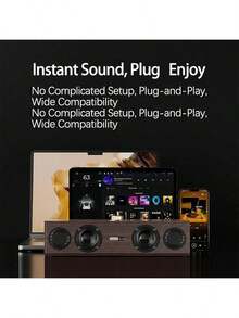 Lenovo C02 Subwoofer, Retro Wood Finish, High-Fidelity Audio, Stable Bluetooth Transmission, USB Power Supply, Wooden Design, Home Audio - Wood Grain Color - View 5