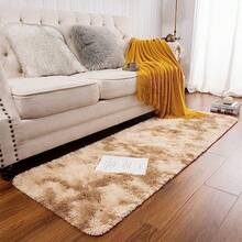 Runner Rug For Bedroom 2x6 Feet Soft Shaggy Area Rugs Fluffy Carpet For Hallway Bedside Upgrade NonSlip Shag Plush Rug For Dorm Living Room TieDyed Light Grey - 2' X 6' (Runner)+Tie-dyed Camel - View 3