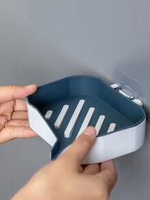 1 Stück Kunststoff Doppelschicht Seifenhalter, Wandmontage ohne Bohren, Abtropfschale für Seife, abnehmbar mit Selbstklebend, für Küche, Badezimmer, Toilette