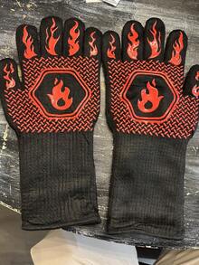 1pc Heat Resistant Oven Gloves - Heatproof, Cut-Resistant, Non-Slip, Men's Silicone BBQ Gloves - Kitchen Cooking Gloves, Suitable For Smoking, Grilling, Baking, Outdoor Camping, Picnic, Cookware Grill Accessories