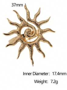 1pc Fashion Delicate 18K Gold Plated Stainless Steel Sun Shaped Open Ring, Non-Fading, Suitable For Date, Gift And Daily Wear - As Shown - View 11