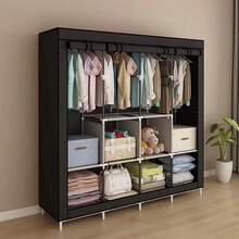 LÈRFM Wardrobe Minimalist Design Portable Fabric Wardrobe Storage - Black - View 5