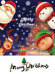 2Sheets82 件圣诞窗贴花套装 - 圣诞老人、驯鹿、雪人和雪花图案、PVC 玻璃贴花、无残留节日贴花、室内/室外使用、节日装饰 | 充满活力的节日图案 | 无残留粘合剂、圣诞装饰品、玻璃圣诞窗贴花、圣诞贴纸装饰、节日圣诞老人驯鹿派对贴花