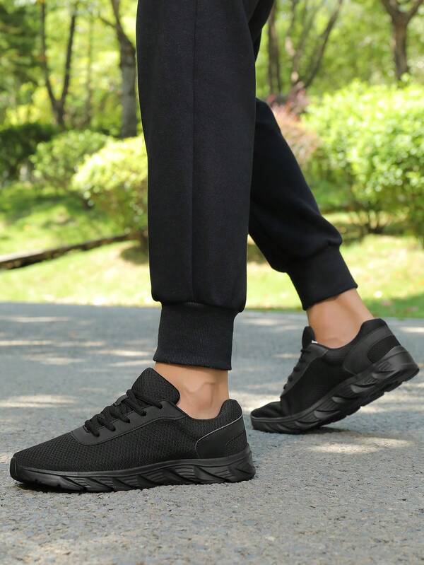 Men'S Breathable Mesh Walking Sneakers - Lightweight, Comfortable Athletic Shoes With EVA Sole For Running, Casual Wear, And Outdoor Activities, Black, Casual Sports Shoes | Minimalist Design | Breathable Mesh Upper, Sneaker