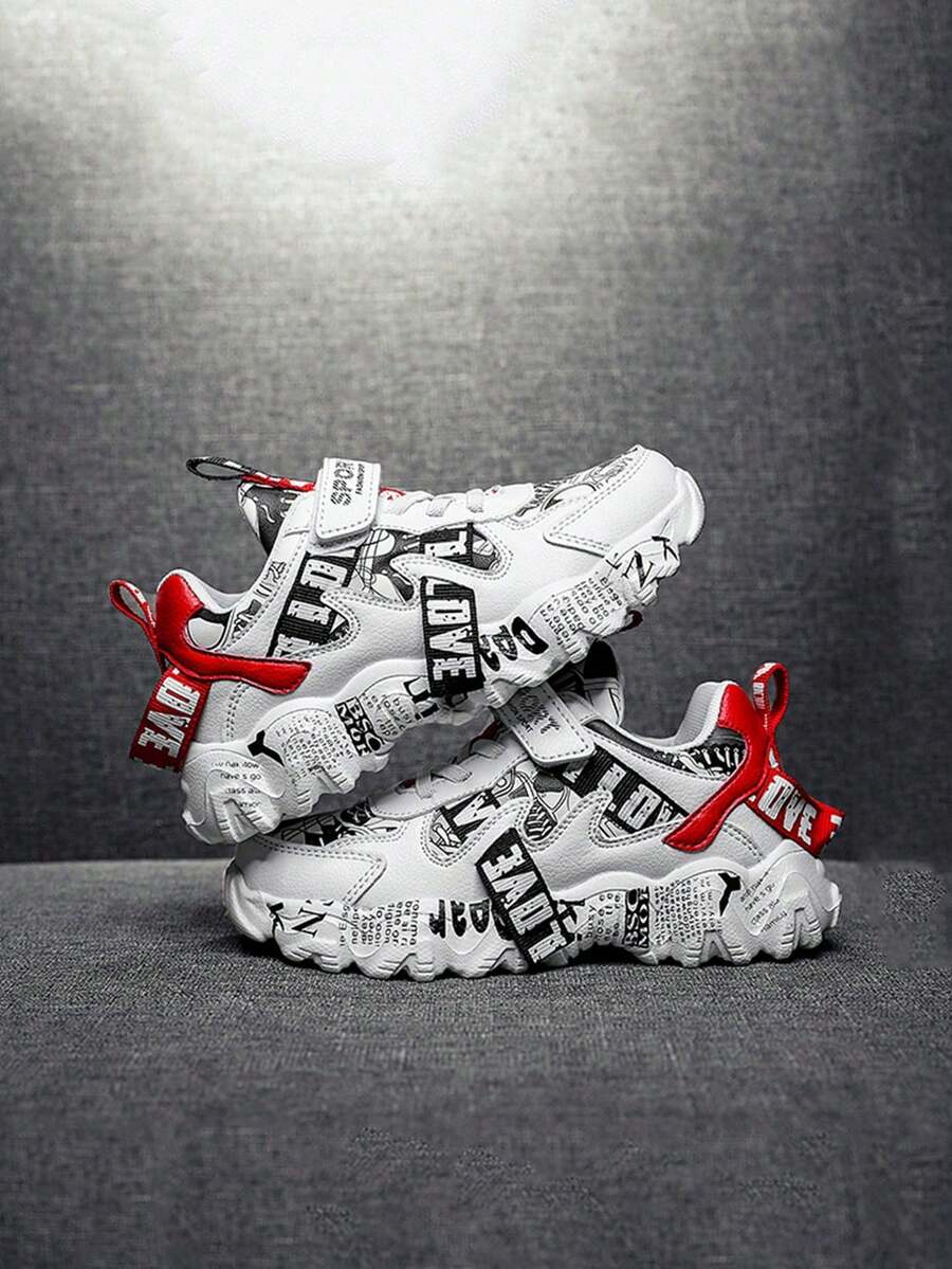 1 par de zapatos deportivos de moda para niños, con, transpirables, cómodos, antideslizantes, duraderos, para uso casual al aire libre, con suela suave y rebote, adecuados para niños pequeños de estilo al aire libre