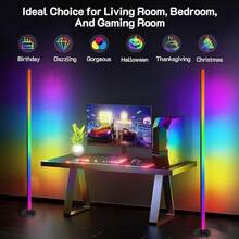 WAYAMY RGB Lampara de Piso Ajustable y Decolorada, Lámpara pie para Salón Inteligente con Control Remoto,Lámpara de pie 2 en 1 RGB de 1.2 metros - 2 - Ver 8