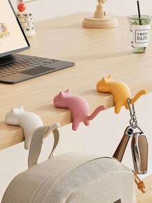 3/2pcs Cat Shaped Backpack Hooks, Seamless Edge, No Drilling Required, Multi-Functional Desk Side Bag Hanger For Student Desks. Desk Side Bag Hooks, Foldable Bag Hanger, Foldable Desk Hooks, Office Desk Side Hooks, Ladies Handbag Hooks. Lightweight Handbag Hooks - Backpack Hooks, Student Desk Bag Hanger, Sturdy And Durable Desk Hooks, Convenient For Keeping Handbags Clean And Tidy.