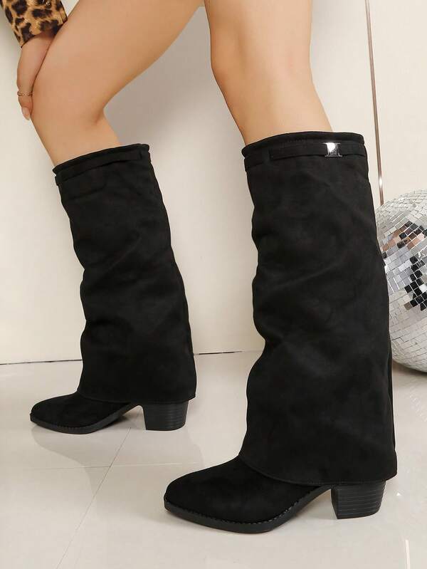 Chunky Heel Boots, Western Boots, Fashion Boots, Pointed Toe Boots, Knee-High Boots, Mid-Calf Boots, Women's Flat Solid Color Boots, Thigh-High Boots, Thick Sole Plus Size Boots, Pointed Toe Tall Boots, Women's High Heel Boots, Black Knee-High Boots, Solid Color Retro Sexy Elegant Fabric Outdoor Party Holiday Ankle Boots, High Heel Boots, Chunky Heel Tall Boots