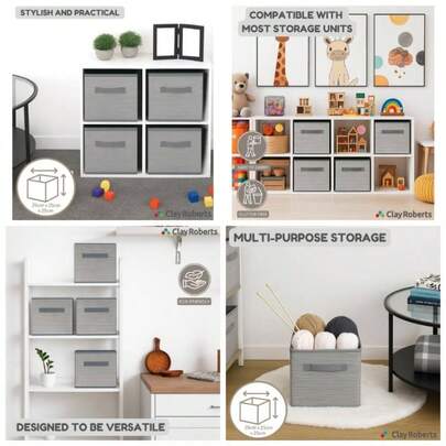 Storage Cubes, Storage Boxes, Pack Of 4, Fabric Basket Set Storage Units, 25cmx 25cmx 25cm, Baskets, Boxes, Box, Unit Cubes