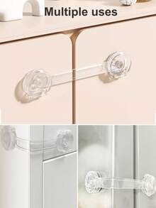 5/8/9/12/14PCS Baby Lock Multi-Function Dual Open Lock Child Lock Cabinet Refrigerator Lock Window Lock, Fridge Door Lock, Freezer Lock, Invisible Cupboard Lock Childproof Infant Anti-Clamp Child Lock - Clear - View 3