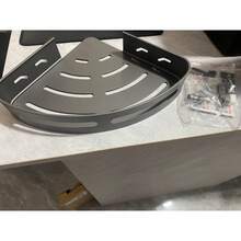 1 raft de baie, suport de duș, organizator de depozitare pentru baie fără găurire, aluminiu ușor, raft de baie autoadeziv, suport de baie montat pe perete, raft de duș în colț