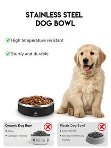 Bát ăn cho chó dung tích 24/42/64oz, làm bằng thép không gỉ cách nhiệt 3 lớp, chống trượt và chống tràn, bền chắc, phù hợp đựng thức ăn và nước cho mèo. - Đen-24oz - Xem 4