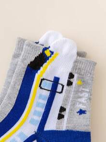 3/6/9 Pairs Baby/Toddler Socks, Car/Dinosaur/Cartoon Pattern Decor, Classic Minimalist Design, Breathable Comfortable Soft Skin-Friendly Fashion Versatile Socks, Suitable For Daily Life, Holidays, Back To School, Outdoor Play, Casual Wear, Random Color & Style