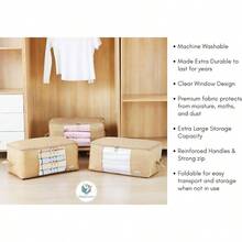 Comforter Storage Bag Folding Organizer bag for King/Queen Comforters Pillows Blankets Bedding/Quilt Blanket Duvet Mothproof Space Saver; Large Collapsible Organizers 24"x14"x11" - Bolsa de edredón beige - Ver 7