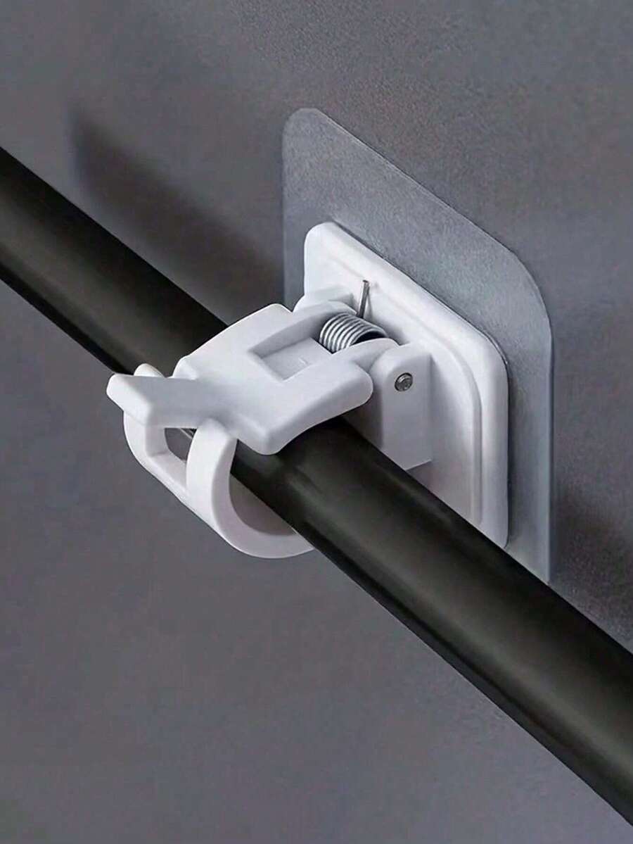 6PCS Curtain Rod Hooks Brackets,Self-Adhesive Curtain Rod Brackets,Adjustable Curtain Rod Hooks, Expandable Curtain Rod Clips, No Drill Adhesive Mounting For Hotel And Home Use, Easy Install Curtain Hanger Clips