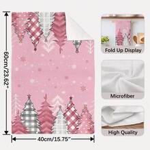 MEMNUN 2pcs Christmas Pink Plaid Forest Christmas Tree & Snowman Printed Kitchen Towels, 15.75*23.62in (40*60cm) Super Soft Absorbent Microfiber Dish Towels, Hand Towels, Dish Cloths, Christmas Decor, Home Decor, Kitchen Decor, Cooking Baking Tea Towels, Cleaning Supplies, Suitable For Restaurant Kitchen, Christmas Holiday Decoration And Gifts, All Season