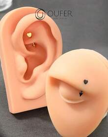 Solid Titanium Eyebrow Rings And Heart Labret Jewelry, 16G - 黑心 - 查看 10